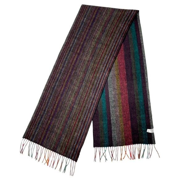 NWT Paul Smith $275 double faced Multistripe Cashmere Scarf made in England! - Picture 1 of 3